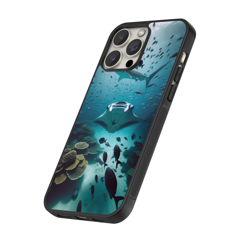 Coque iPhone 12 / 12 Pro - Silicone rigide noir Manta Lagon Nettoyage