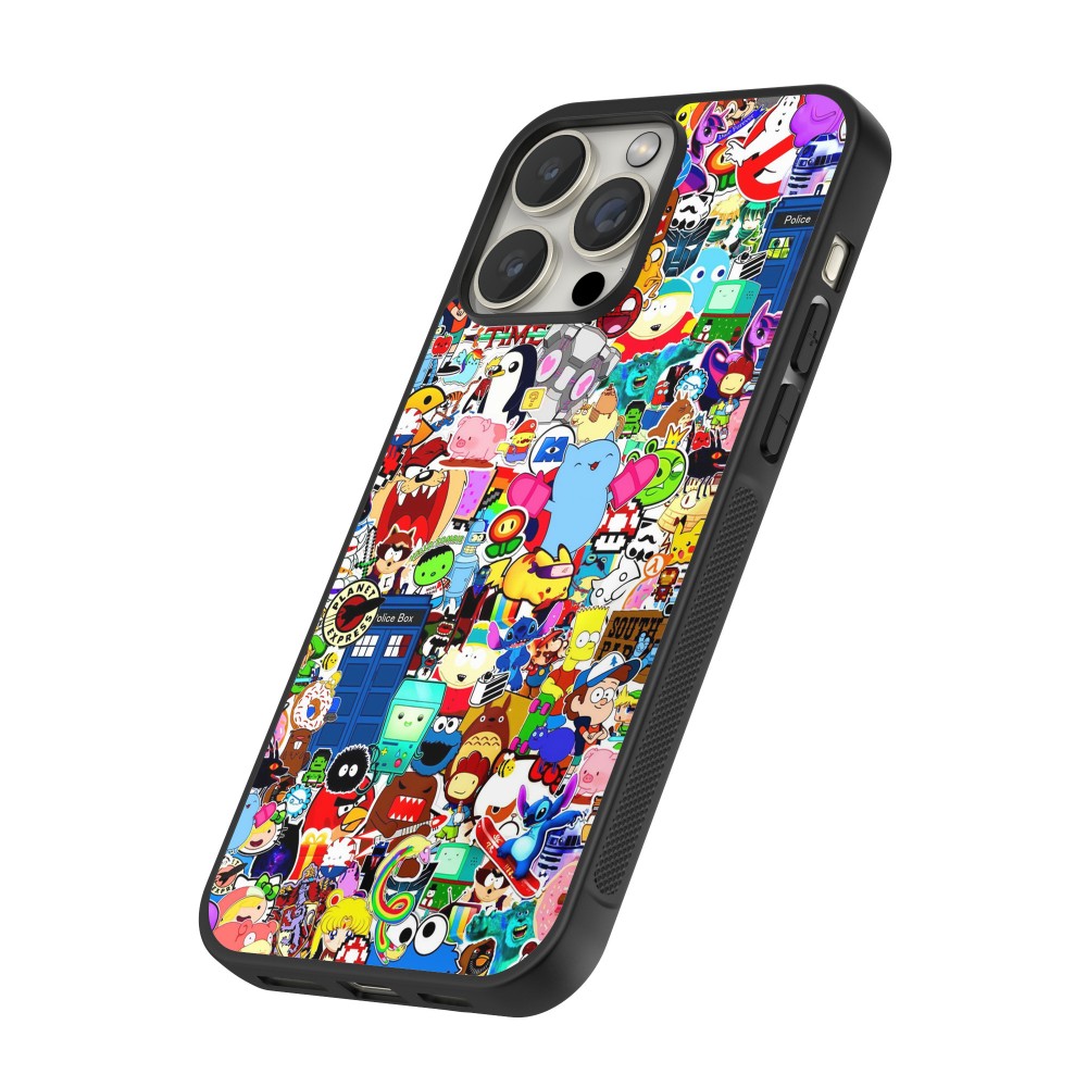 Coque iPhone 12 / 12 Pro - Silicone rigide noir Mixed cartoons