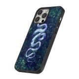 Coque iPhone 12 / 12 Pro - Silicone rigide noir Serpent Blue Anaconda