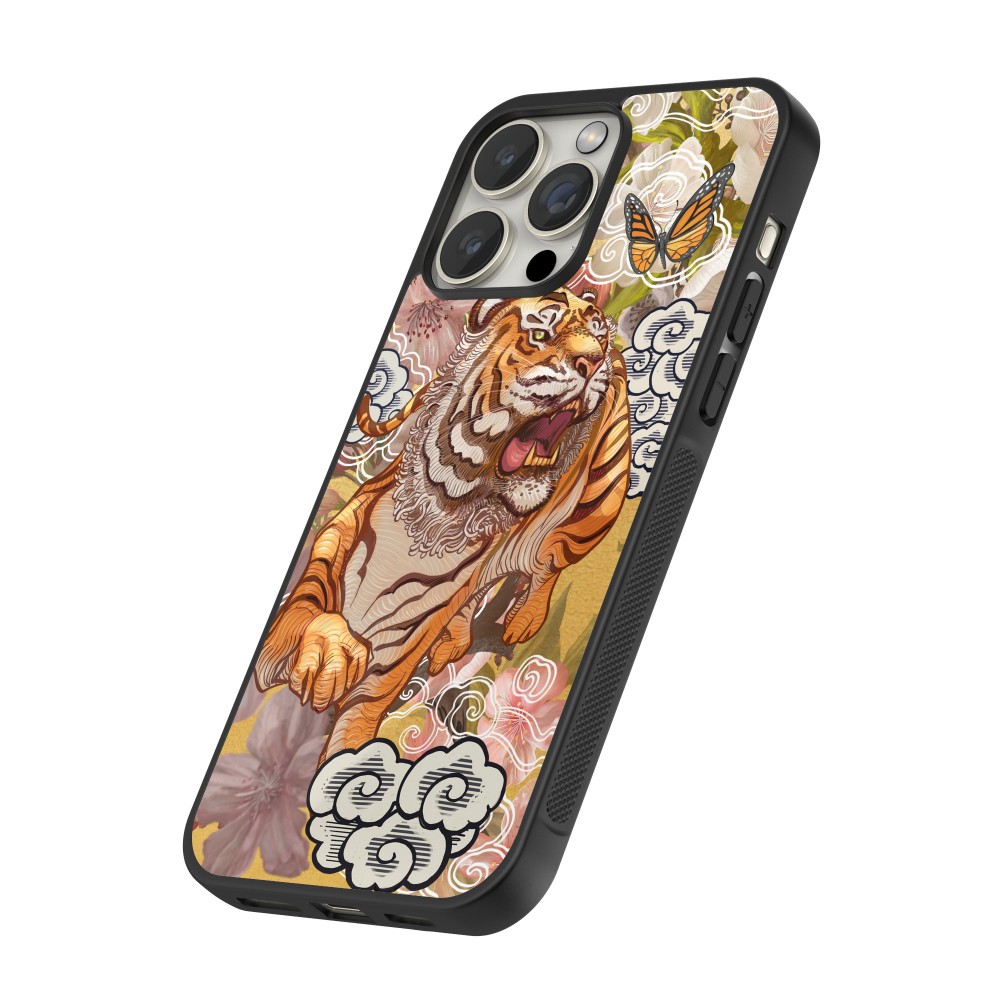 Coque iPhone 12 / 12 Pro - Silicone rigide noir Spring 23 japanese tiger