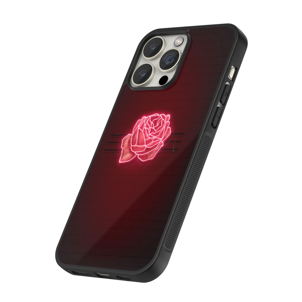 Coque iPhone 12 / 12 Pro - Silicone rigide noir Spring 23 neon rose