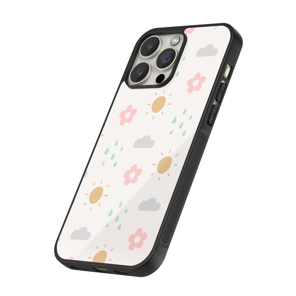 Coque iPhone 12 / 12 Pro - Silicone rigide noir Spring 23 weather