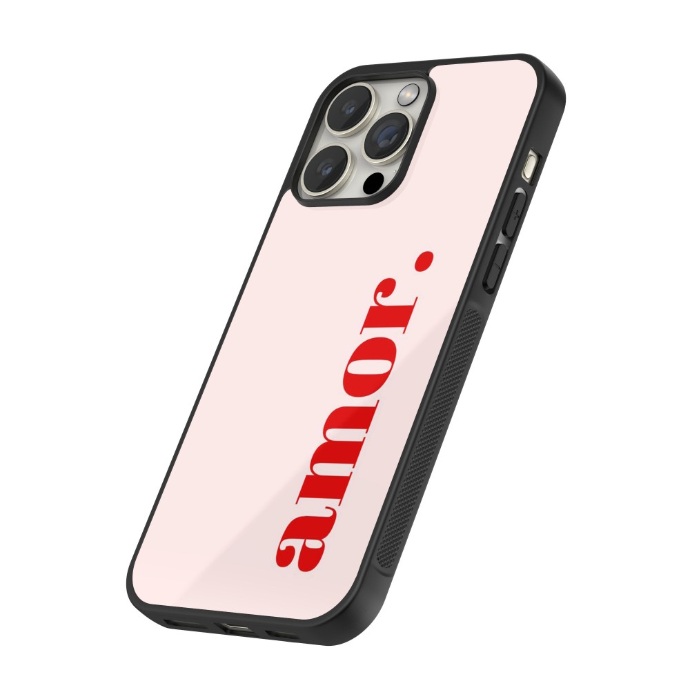 Coque iPhone 12 / 12 Pro - Silicone rigide noir Valentine 2024 amor