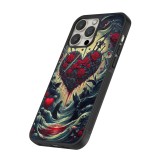 Coque iPhone 12 / 12 Pro - Silicone rigide noir Dark Love Coeur Sang