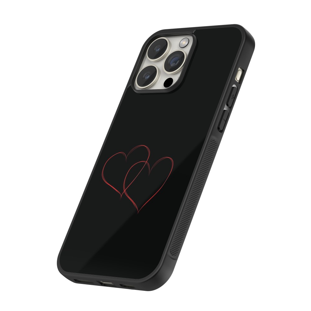 Coque iPhone 12 / 12 Pro - Silicone rigide noir Valentine 2023 attached heart