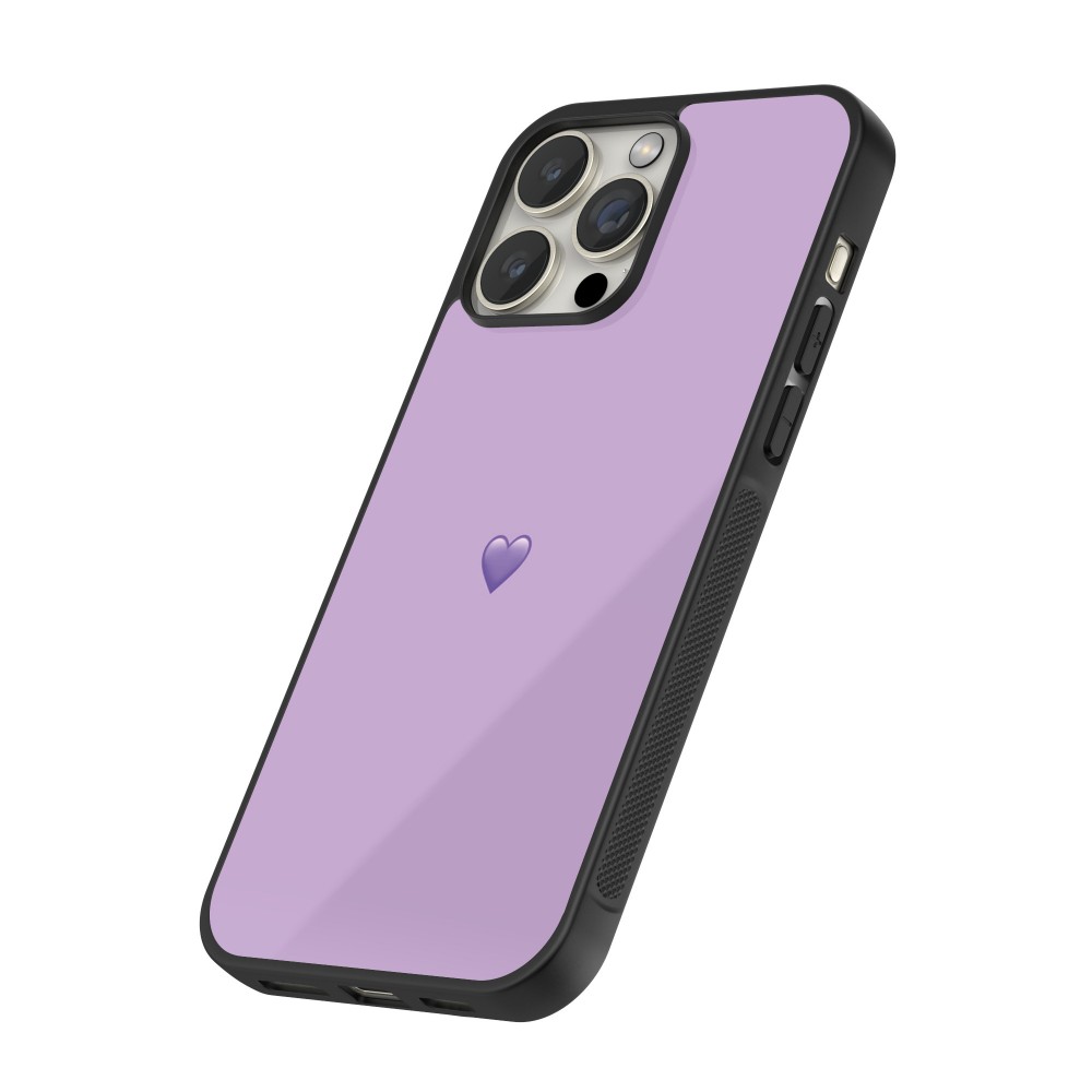 Coque iPhone 12 / 12 Pro - Silicone rigide noir Valentine 2023 purpule single heart