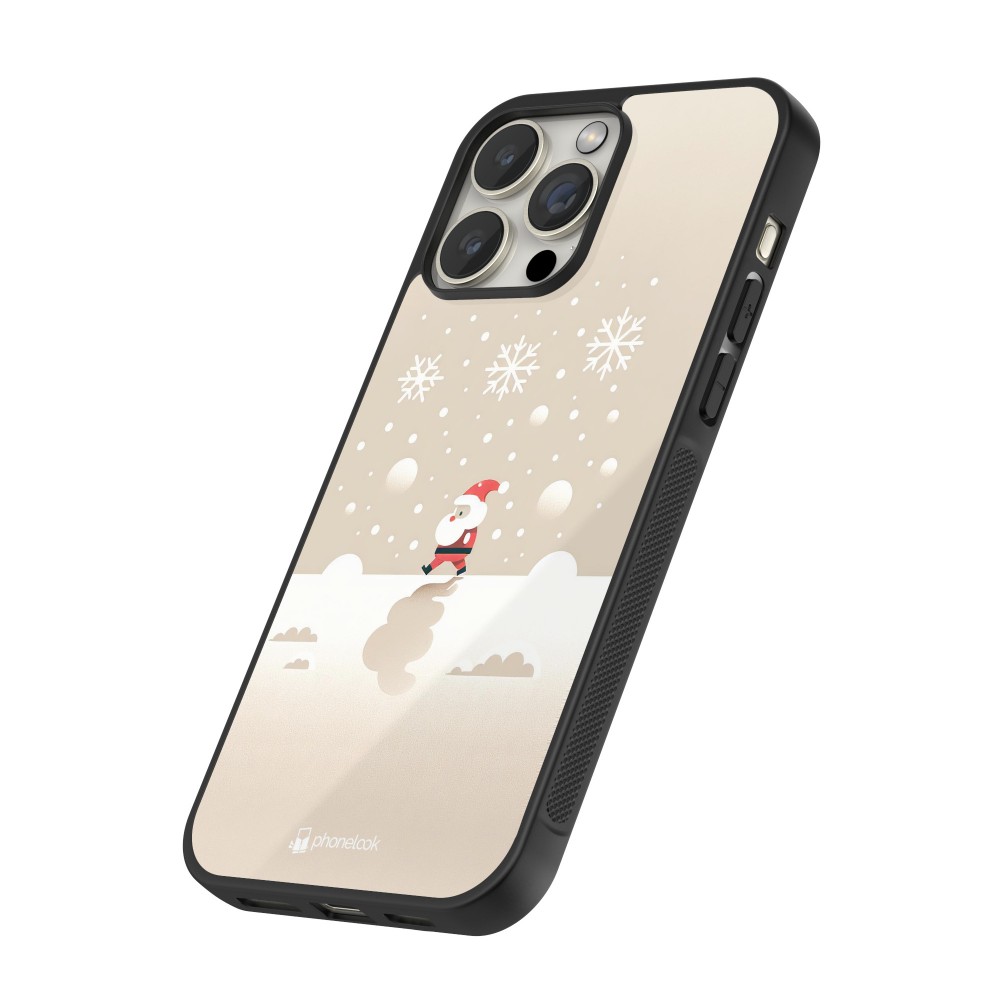 Coque iPhone 12 / 12 Pro - Silicone rigide noir Noël 2023 Minimalist Santa