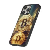 Coque iPhone 12 Pro Max - Silicone rigide noir Bitcoin Standing