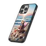 Coque iPhone 12 Pro Max - Silicone rigide noir Emoji caca sur chaise longue