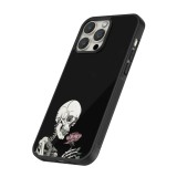 Coque iPhone 12 Pro Max - Silicone rigide noir Halloween 2023 rose and skeleton