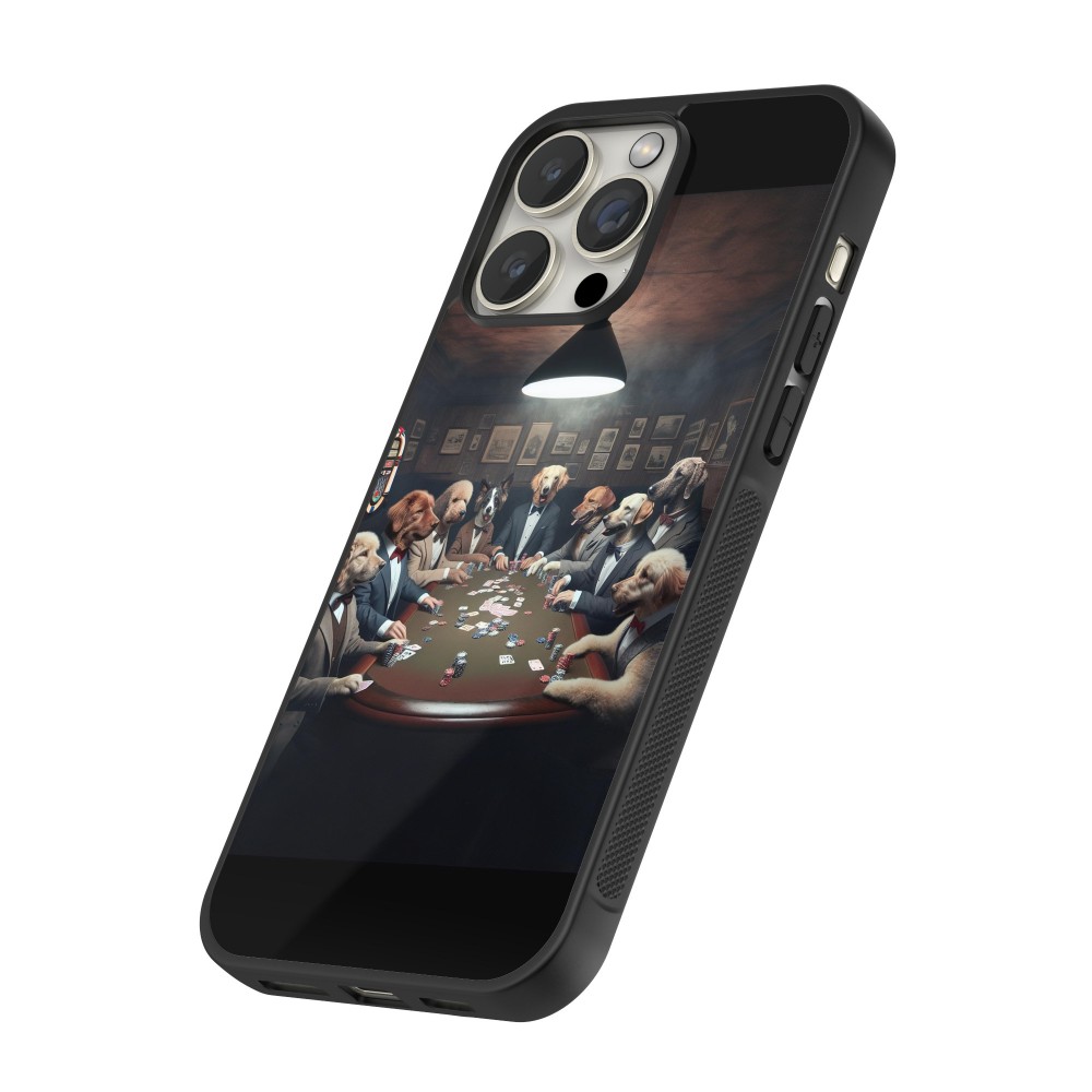 Coque iPhone 12 Pro Max - Silicone rigide noir Les pokerdogs