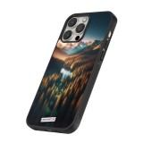 Coque iPhone 12 Pro Max - Silicone rigide noir Sunset Forest Lake