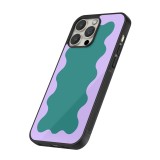 Coque iPhone 12 Pro Max - Silicone rigide noir Wavy Rectangle Green Purple