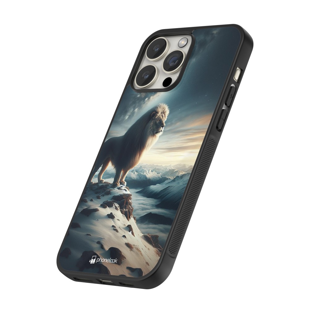 Coque iPhone 13 Pro Max - Silicone rigide noir Le lion blanc