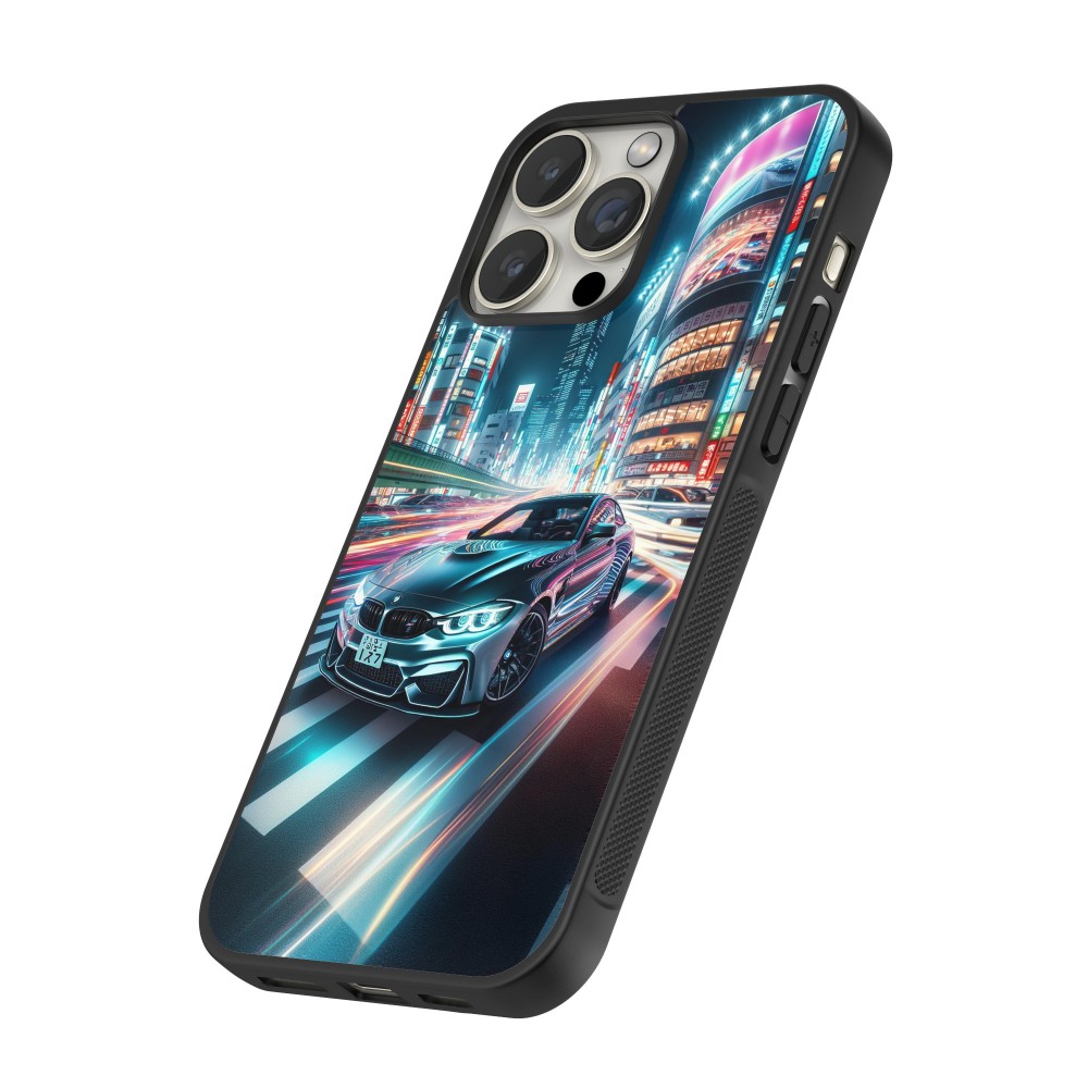 Coque iPhone 13 Pro Max - Silicone rigide noir BMW M4 Tokyo Night