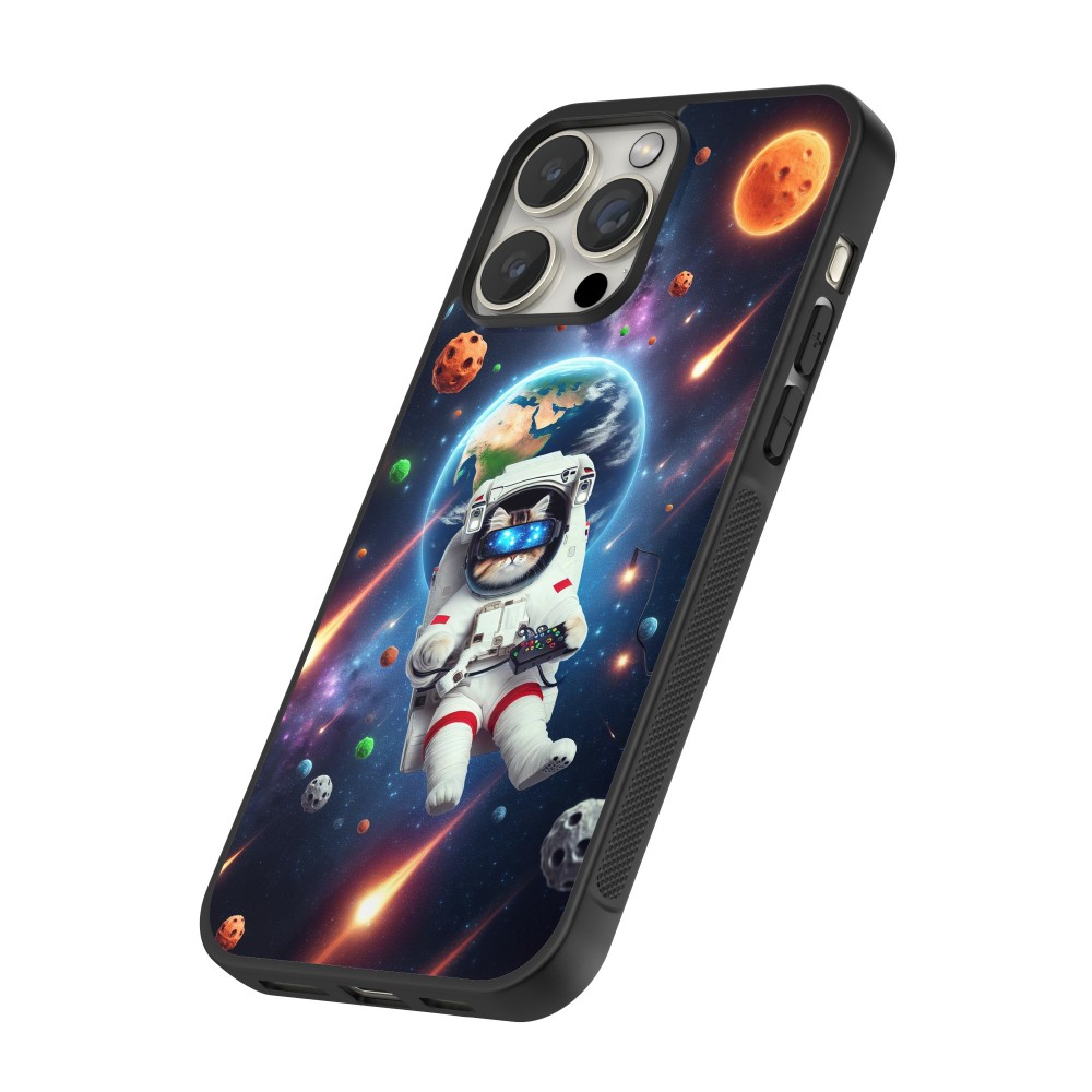 Coque iPhone 13 Pro Max - Silicone rigide noir VR SpaceCat Odyssey