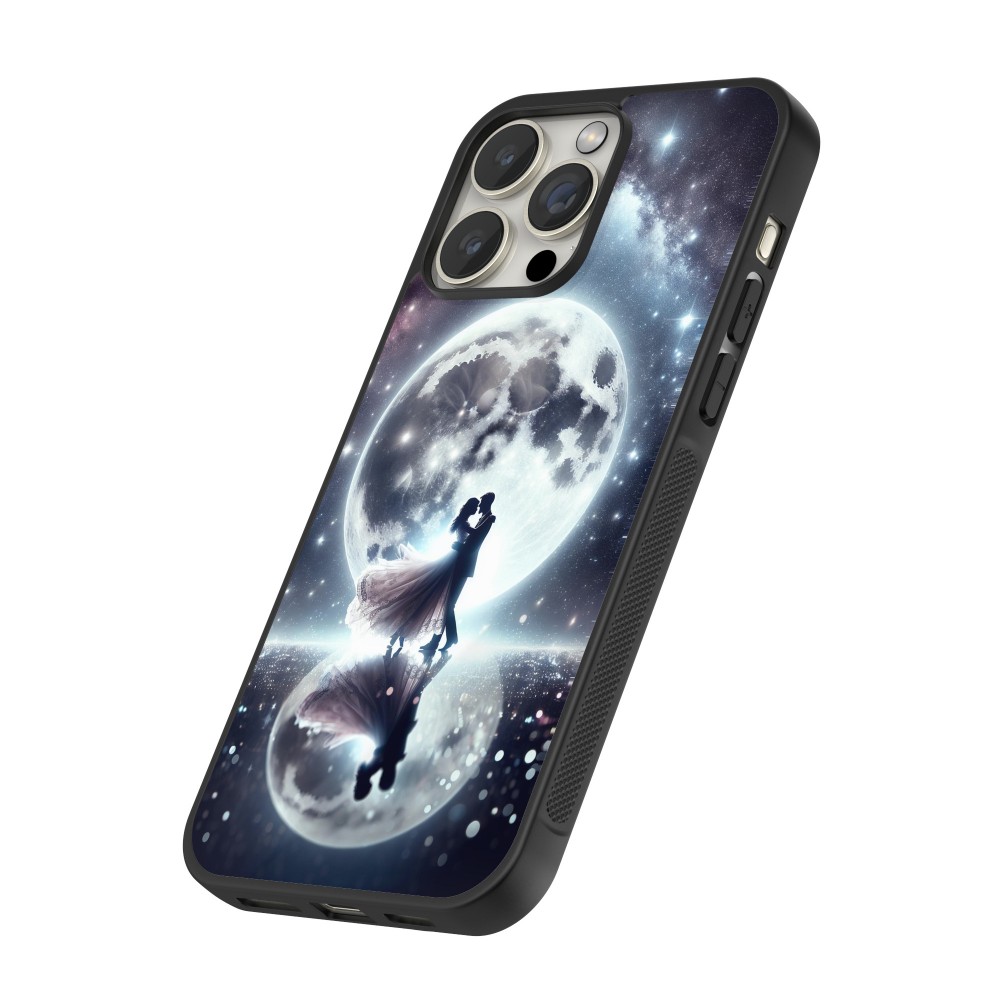 iPhone 13 Pro Max Case Hülle - Silikon schwarz Valentin 2024 Liebe unter dem Mond