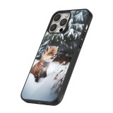 Coque iPhone 13 Pro Max - Silicone rigide noir Noël 2023 Renardeau sapin