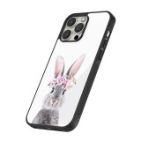 Coque iPhone 13 Pro - Silicone rigide noir Easter 2023 flower bunny