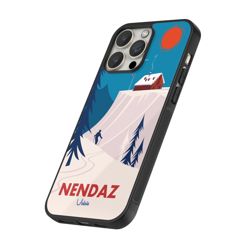 Coque iPhone 13 Pro - Silicone rigide noir Nendaz Cabane Ski