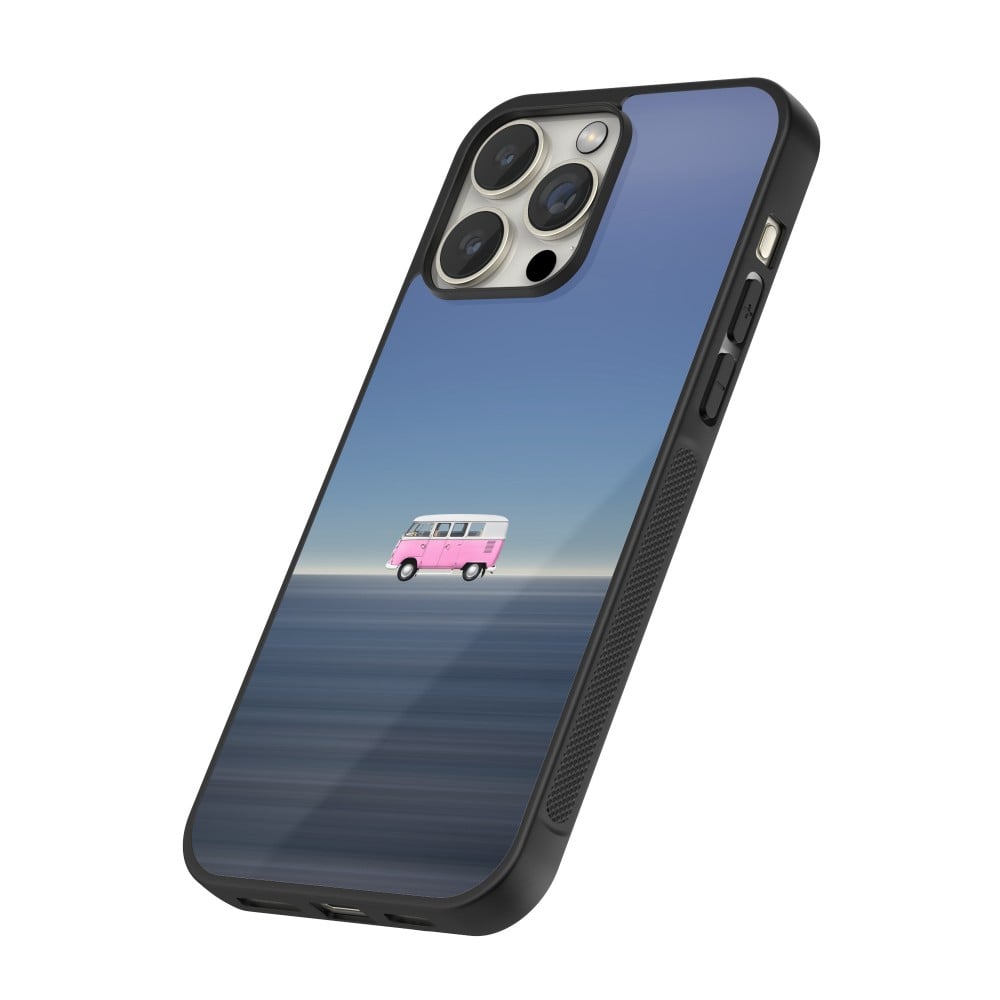 Coque iPhone 13 Pro - Silicone rigide noir Spring 23 pink bus