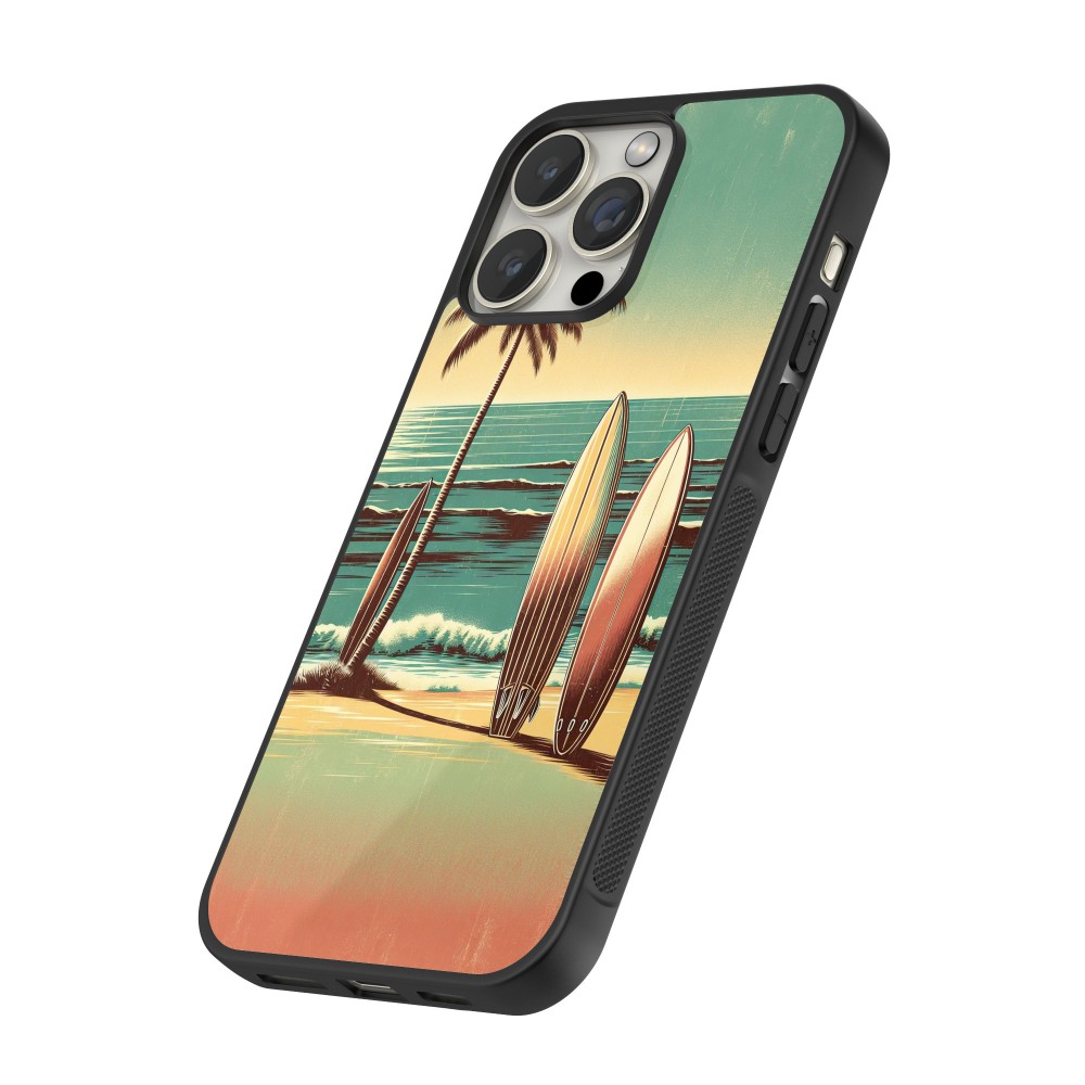 Coque iPhone 13 Pro - Silicone rigide noir Surf Paradise