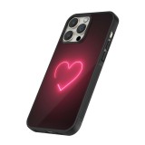 Coque iPhone 13 Pro - Silicone rigide noir Valentine 2023 single neon heart