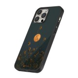 Coque iPhone 14 Pro - Silicone rigide noir Moon Flowers