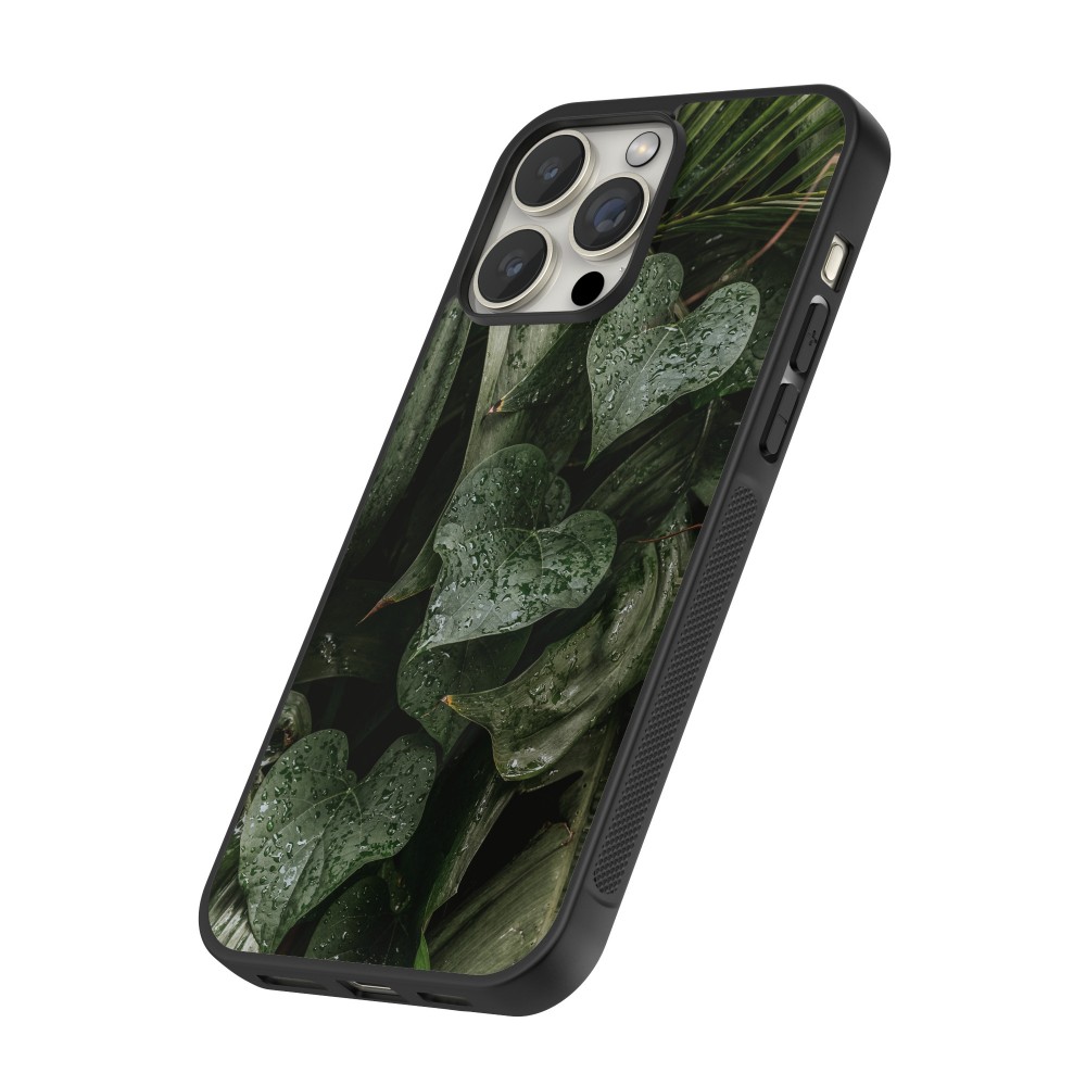 Coque iPhone 14 Pro - Silicone rigide noir Spring 23 fresh plants