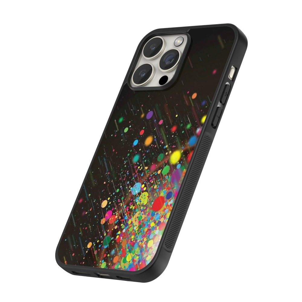 Coque iPhone 15 Pro Max - Silicone rigide noir Abstract Bubble Lines