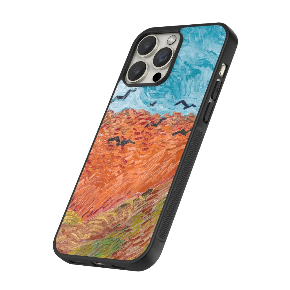 Coque iPhone 15 Pro Max - Silicone rigide noir Autumn 22 Van Gogh style