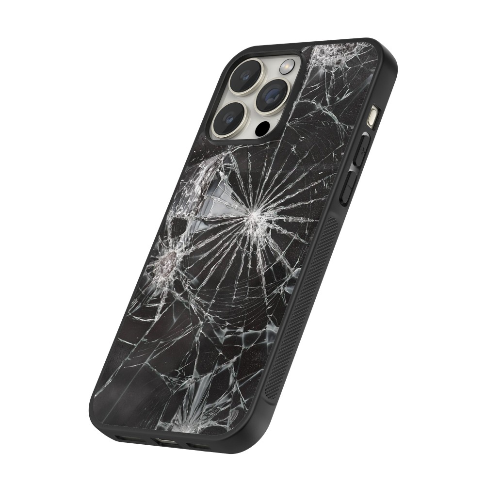 Coque iPhone 15 Pro Max - Silicone rigide noir Broken Screen