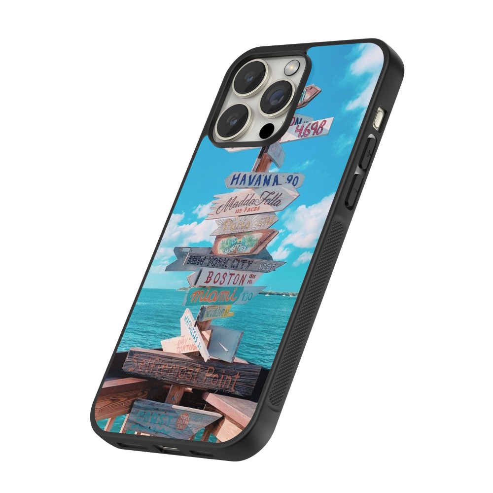 Coque iPhone 15 Pro Max - Silicone rigide noir Cool Cities Directions