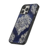 Coque iPhone 15 Pro Max - Silicone rigide noir Cream Flower Moroccan