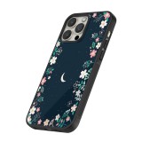 Coque iPhone 15 Pro Max - Silicone rigide noir Flowers space