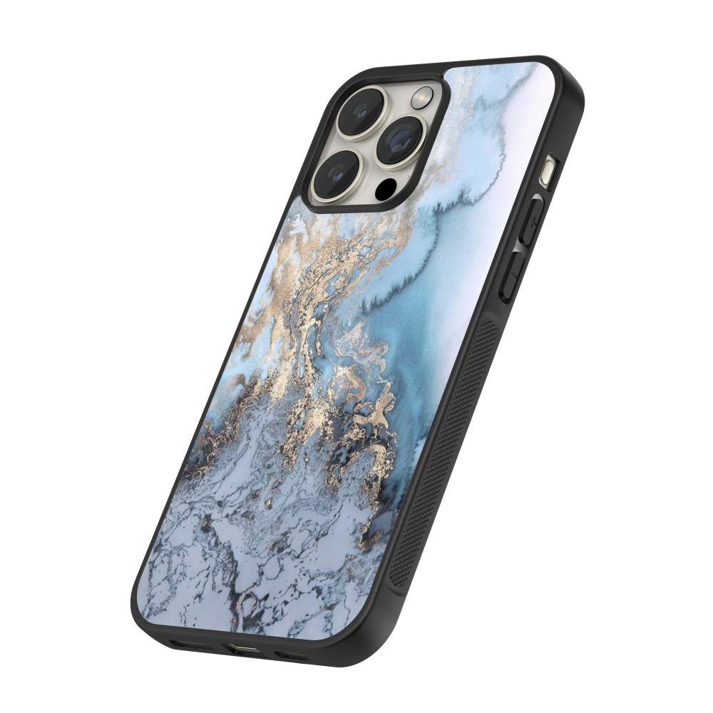 Coque iPhone 15 Pro Max - Silicone rigide noir Marble 04