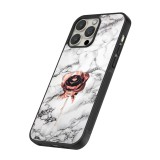 Coque iPhone 15 Pro Max - Silicone rigide noir Marble Rose Gold