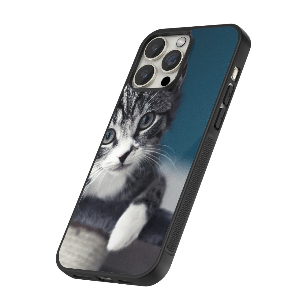 Coque iPhone 15 Pro Max - Silicone rigide noir Meow 23