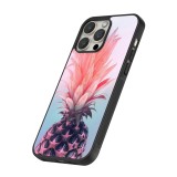 Coque iPhone 15 Pro Max - Silicone rigide noir Purple Pink Pineapple