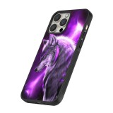 Coque iPhone 15 Pro Max - Silicone rigide noir Purple Sky Wolf