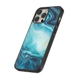 Coque iPhone 15 Pro Max - Silicone rigide noir Sea Foam Blue