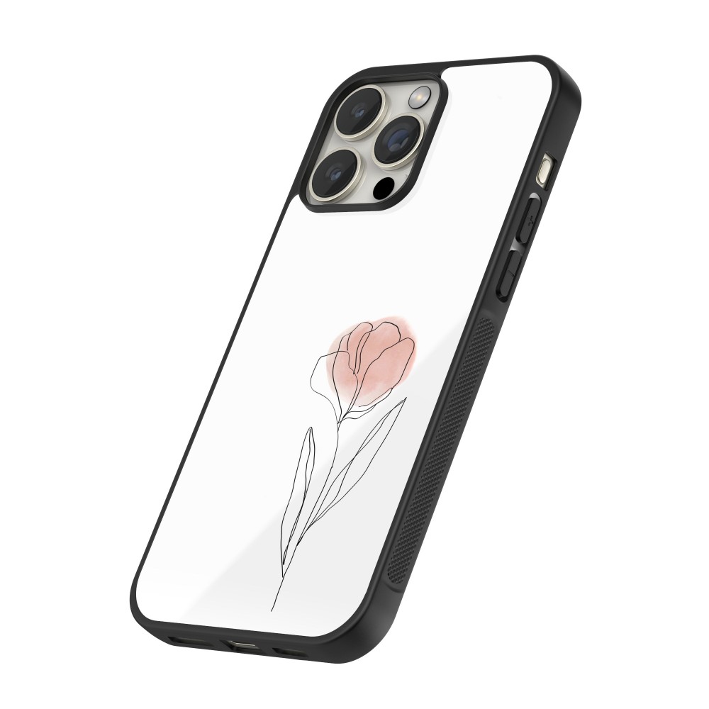 Coque iPhone 15 Pro Max - Silicone rigide noir Spring 23 minimalist flower