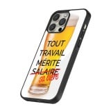 Coque iPhone 15 Pro Max - Silicone rigide noir Tout travail mérite sa bière