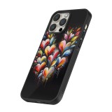 Coque iPhone 15 Pro Max - Silicone rigide noir Valentine 2024 Coeur Noir Abstrait