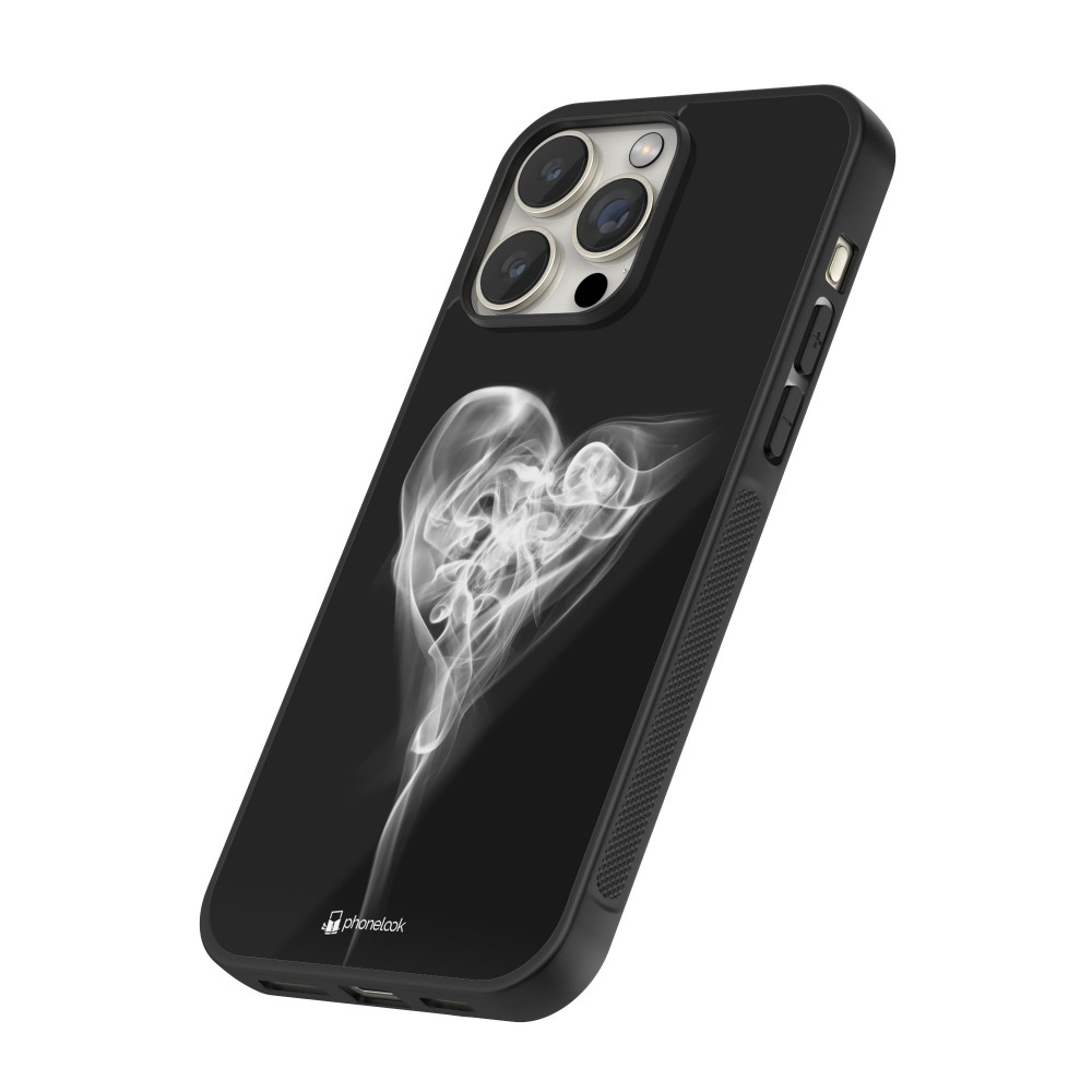 Coque iPhone 15 Pro Max - Silicone rigide noir Valentine 2022 Black Smoke