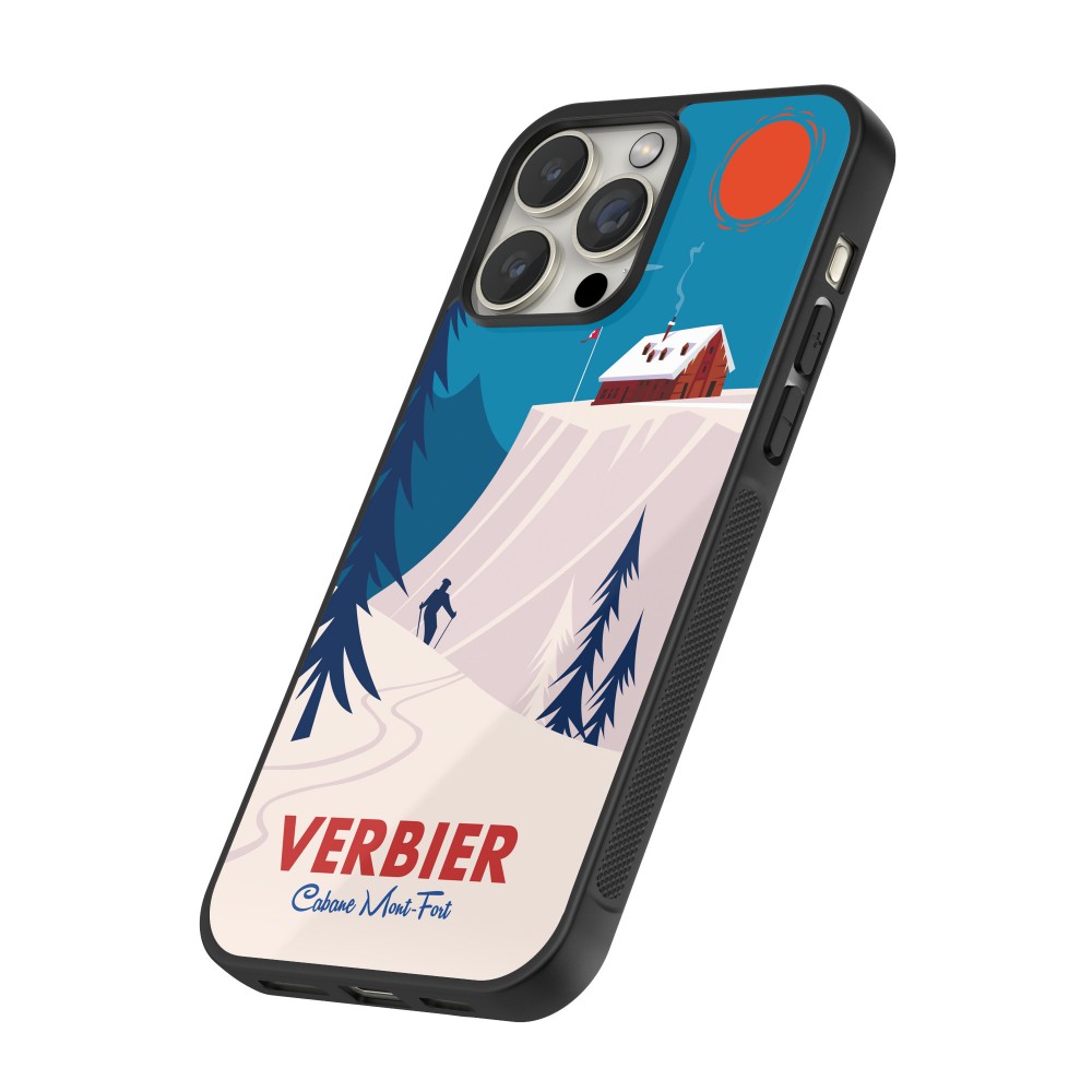 iPhone 15 Pro Max Case Hülle - Silikon schwarz Verbier Cabane Mont-Fort