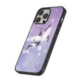 Coque iPhone 15 Pro Max - Silicone rigide noir Whale in sparking stars