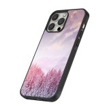 Coque iPhone 15 Pro Max - Silicone rigide noir Winter 22 Pink Forest