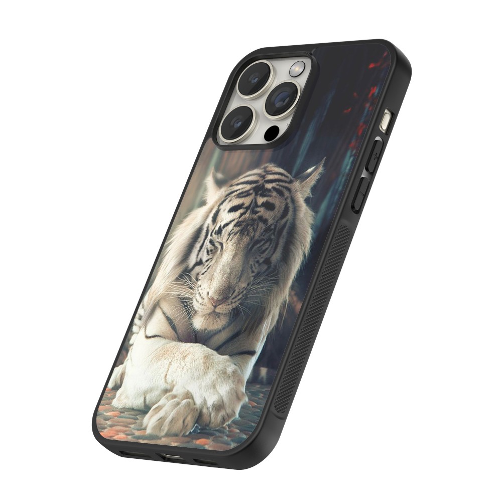 Coque iPhone 15 Pro Max - Silicone rigide noir Zen Tiger