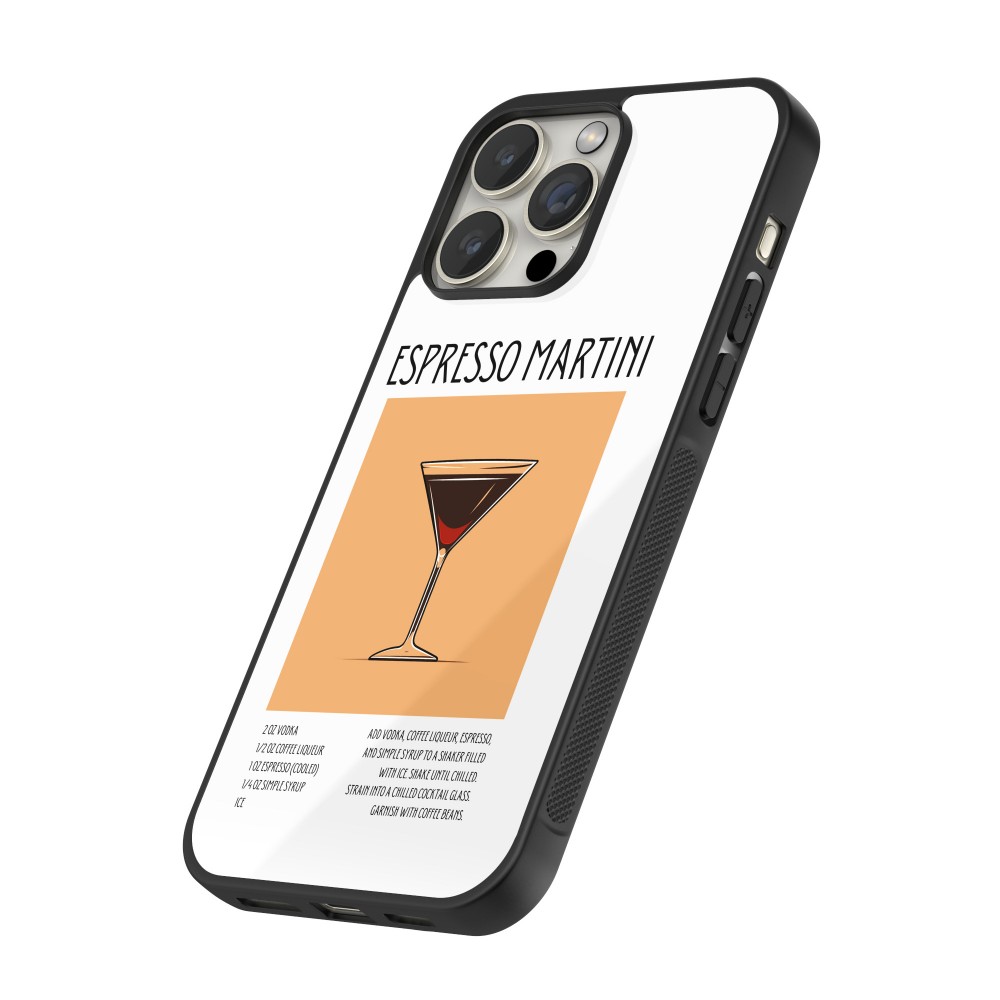 Coque iPhone 15 Pro - Silicone rigide noir Cocktail recette Espresso Martini